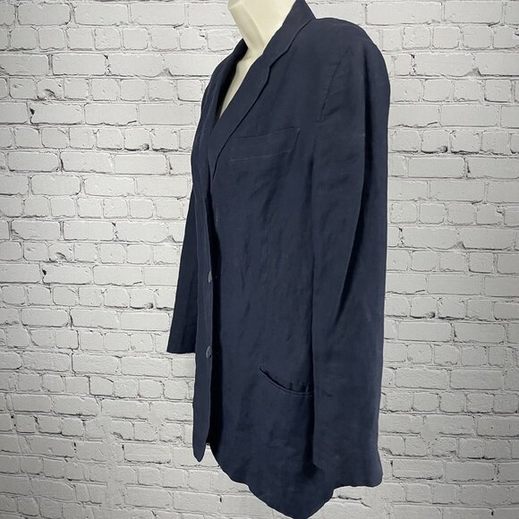 VTG Vestimenta Blue Linen Italian Lightweight 3 Button Blazer Jacket Size Medium - Picture 8 of 13